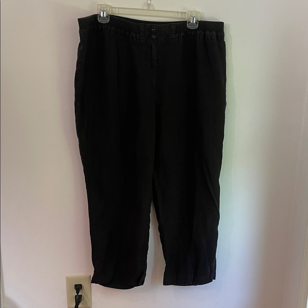 Chico's Charcoal 100% Linen Cropped Casual Pants 2
